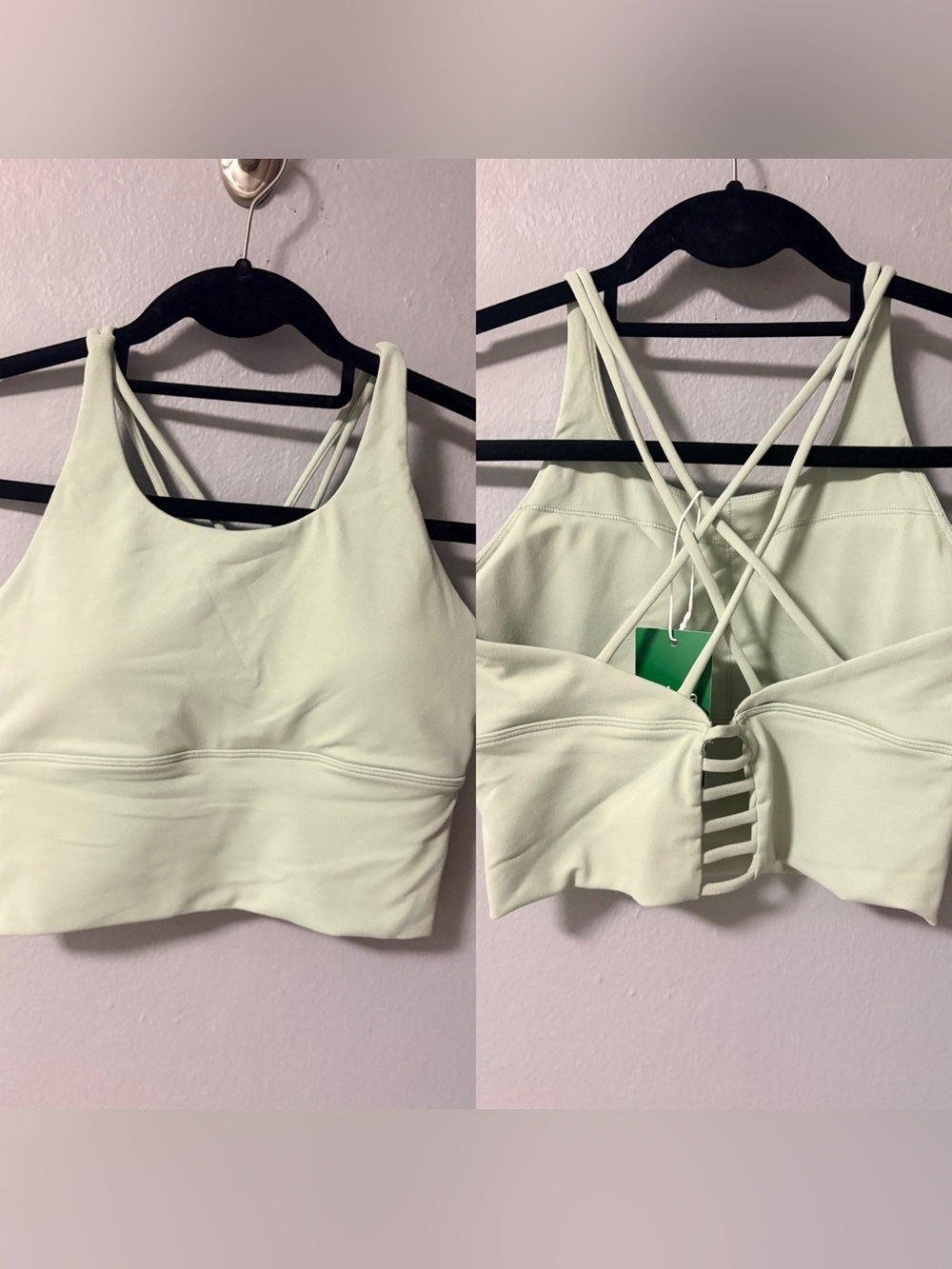 NWT Halara light green longline padded sports bra. Size Medium